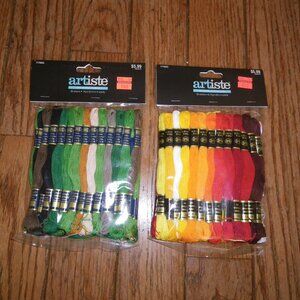 2 Packs Cotton Craft Thread 36 Small Skeins Each - Greens & Reds